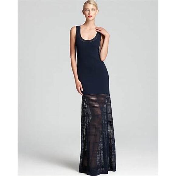 ZAC Zac Posen Black Ribbed Open Crochet Knit Sleeveless Maxi Dress Size XS - Picture 1 of 12